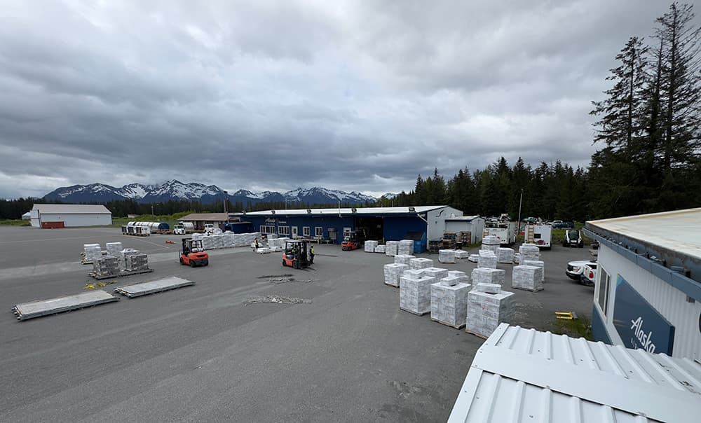 Cordova, Alaska, airport with boxes of fresh fish.
