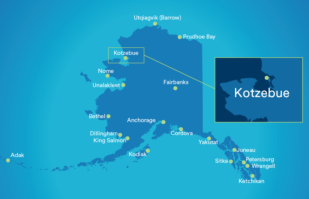 Alaska map highlighting Kotzebue